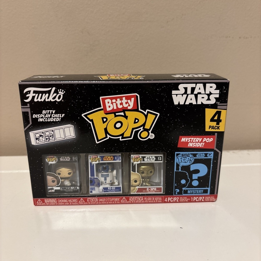Funko Bitty Pop Star Wars 4 Pack - Leia, C3PO, R2D2, Mystery? - Factory Sealed